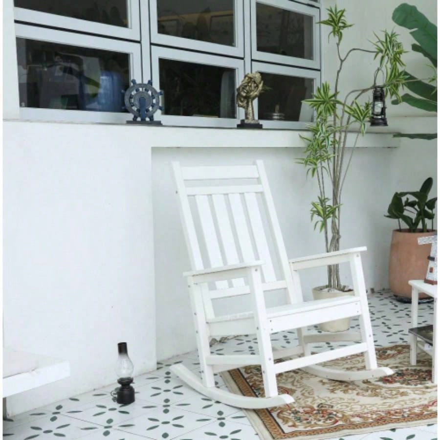 All Weather Rocking Chair Set with Side Table, 3 - Piece Rocking Chair Set with Wood - Texture, includes 2 Rocking Chairs and 1 Table