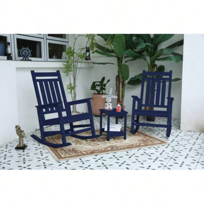 All Weather Rocking Chair Set with Side Table, 3 - Piece Rocking Chair Set with Wood - Texture, includes 2 Rocking Chairs and 1 Table