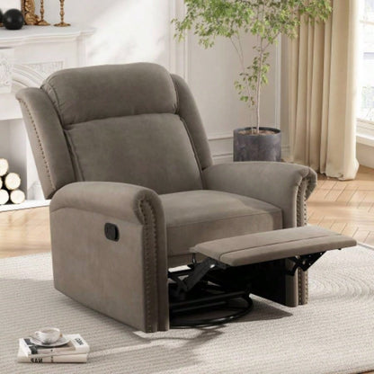 360 Swivel Recliner Manual Rocking Recliner Home Theater Manual Recliner Chair Nursery Rocker with Adjustable Backrest Living Room, Green