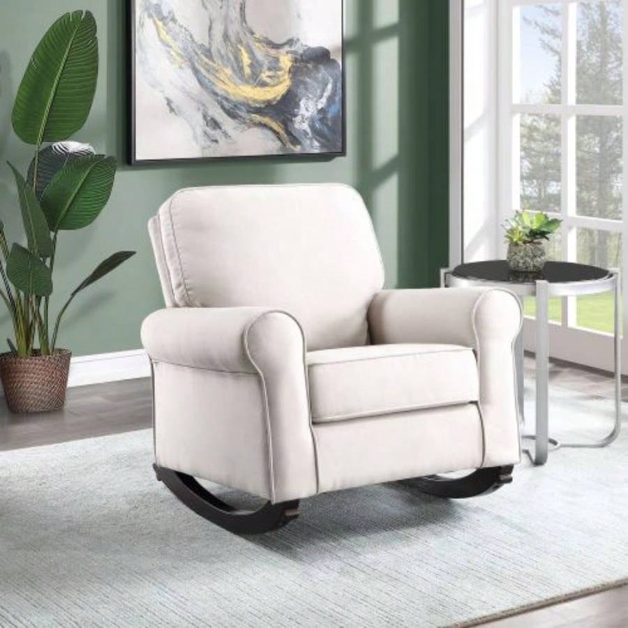 Elvin Beige Fabric Rocking Chair