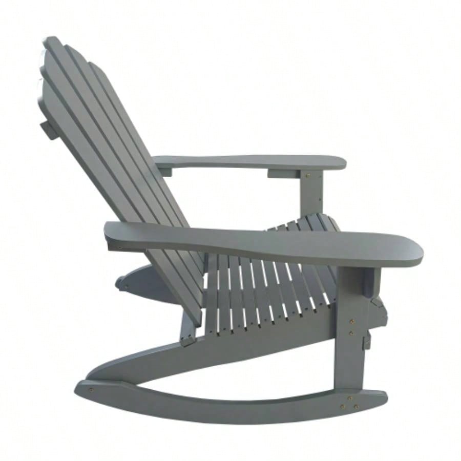 Reclining Wooden Outdoor Rocking Adirondack chair, walnut
