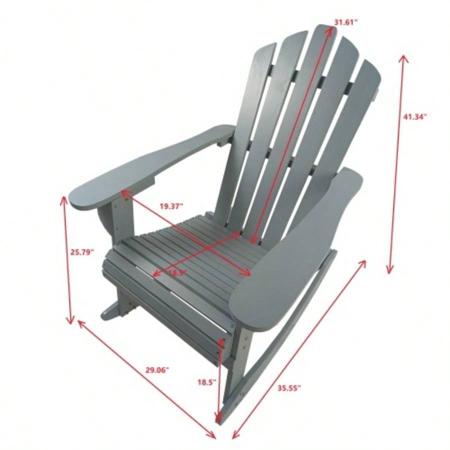 Reclining Wooden Outdoor Rocking Adirondack chair, walnut