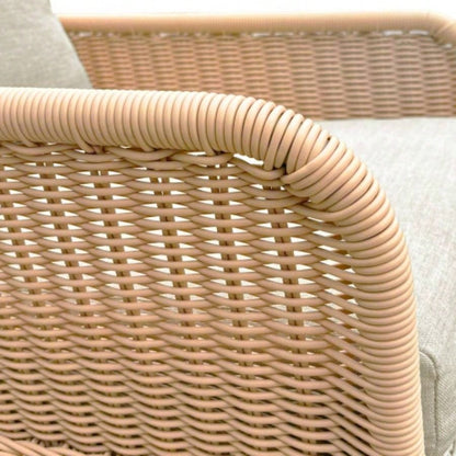 Modern 3 - Piece Outdoor Seating Set with Beige Cushioned PE Rattan Rocking Chairs and Wooden Accent Table, Patio or Balcony Relaxation