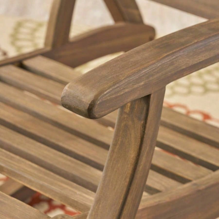 Outdoor Acacia wood Rocking Chair with Retractable foot panel, Rocker Patio Rocking Chair Porch, Patio, Balcony,