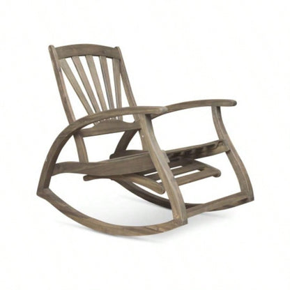 Outdoor Acacia wood Rocking Chair with Retractable foot panel, Rocker Patio Rocking Chair Porch, Patio, Balcony,