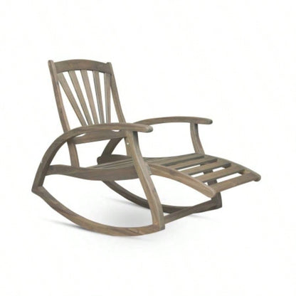 Outdoor Acacia wood Rocking Chair with Retractable foot panel, Rocker Patio Rocking Chair Porch, Patio, Balcony,