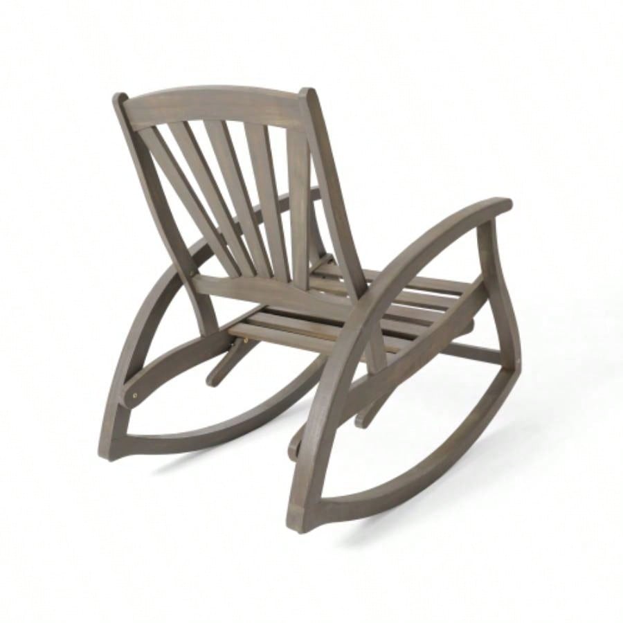 Outdoor Acacia wood Rocking Chair with Retractable foot panel, Rocker Patio Rocking Chair Porch, Patio, Balcony,