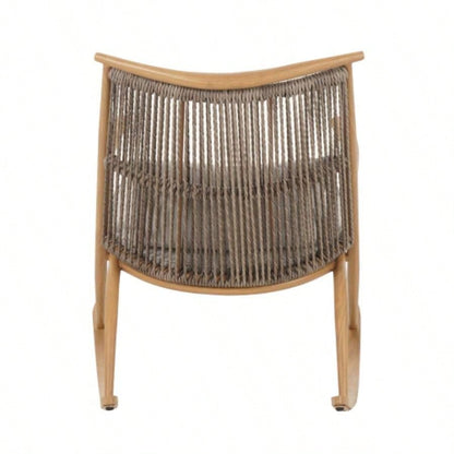 Outdoor Rocking Chair - Sturdy Iron Frame in Maple, Gray PE Rattan Backrest Light Gray Cushion