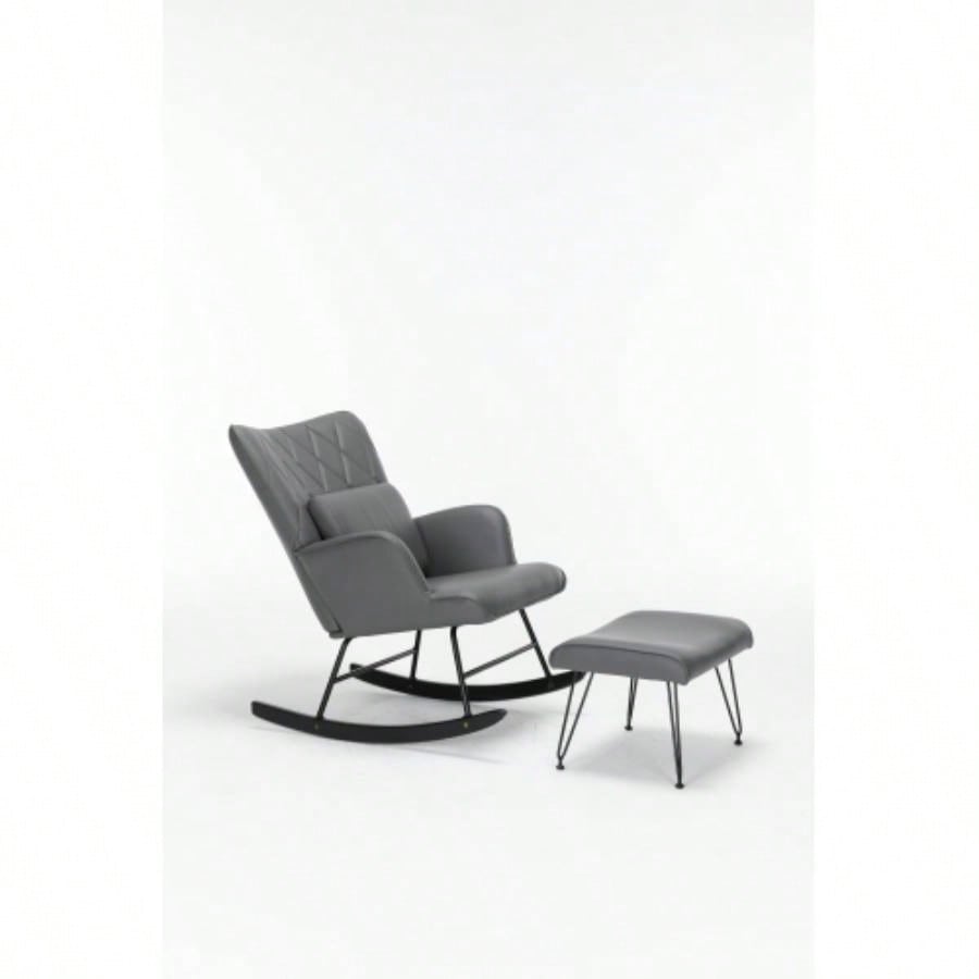 Rocking Chair, Glider Chair, Rocking Accent Chair with Lumbar Pillow and Ottoman Nursery/Living Room/Bedroom