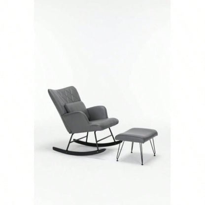 Rocking Chair, Glider Chair, Rocking Accent Chair with Lumbar Pillow and Ottoman Nursery/Living Room/Bedroom