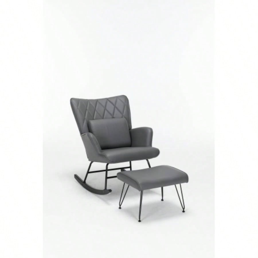 Rocking Chair, Glider Chair, Rocking Accent Chair with Lumbar Pillow and Ottoman Nursery/Living Room/Bedroom
