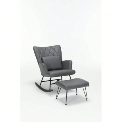 Rocking Chair, Glider Chair, Rocking Accent Chair with Lumbar Pillow and Ottoman Nursery/Living Room/Bedroom