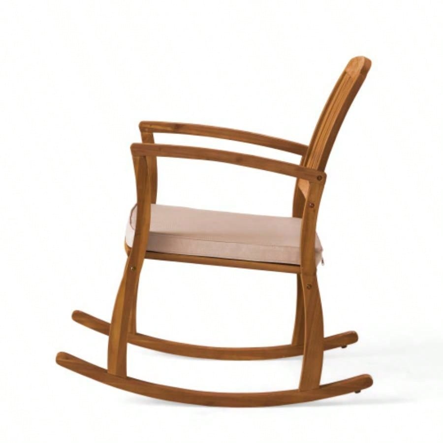 Acacia Wood Patio Outdoor Rocking Chair with cushions Garden, Lawn, Backyard, Pool,