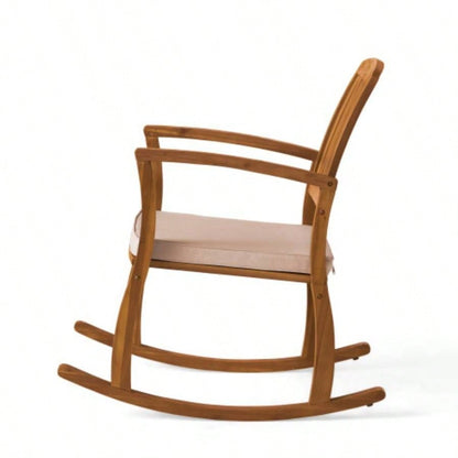 Acacia Wood Patio Outdoor Rocking Chair with cushions Garden, Lawn, Backyard, Pool,