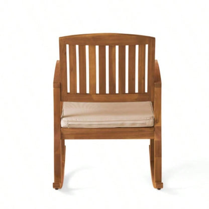Acacia Wood Patio Outdoor Rocking Chair with cushions Garden, Lawn, Backyard, Pool,