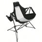Hammock Camping Chair, Folding Portable Rocking Chair, Aluminum Alloy Adjustable Back Swinging Chair with Pillow Cup Holder, Recliner with Carry Bag Outdoor Travel Lawn Backyard, Black