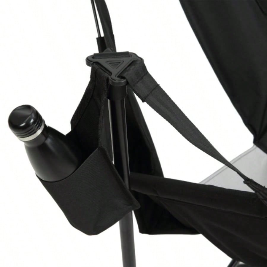 Hammock Camping Chair, Folding Portable Rocking Chair, Aluminum Alloy Adjustable Back Swinging Chair with Pillow Cup Holder, Recliner with Carry Bag Outdoor Travel Lawn Backyard, Black