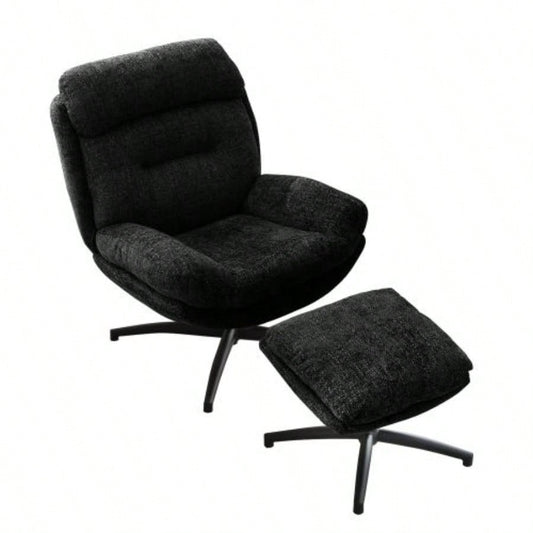 065C Rocking and Swivel Leisure chair lounge chair velvet BLACK color with ottoman