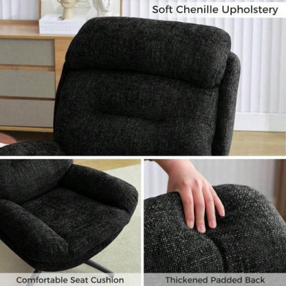 065C Rocking and Swivel Leisure chair lounge chair velvet BLACK color with ottoman