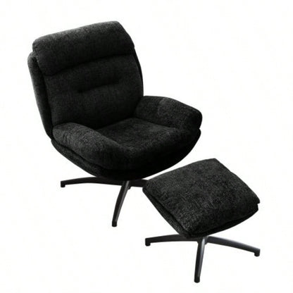 065C Rocking and Swivel Leisure chair lounge chair velvet BLACK color with ottoman