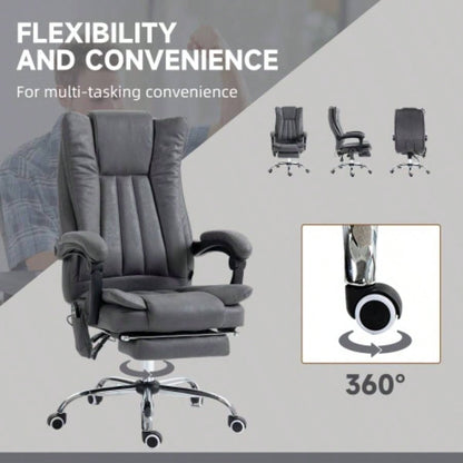 Vinsetto Microfiber Office Chair, High Back Computer Chair with 6 Point Massage, Heat, Adjustable Height and Retractable Footrest, Dark Blue