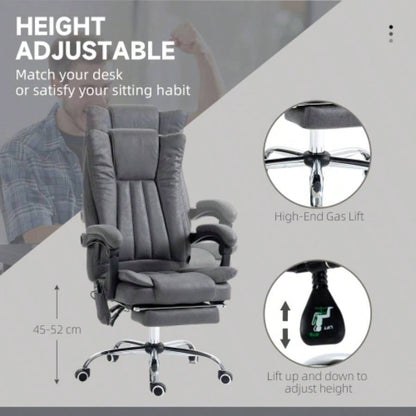 Vinsetto Microfiber Office Chair, High Back Computer Chair with 6 Point Massage, Heat, Adjustable Height and Retractable Footrest, Dark Blue