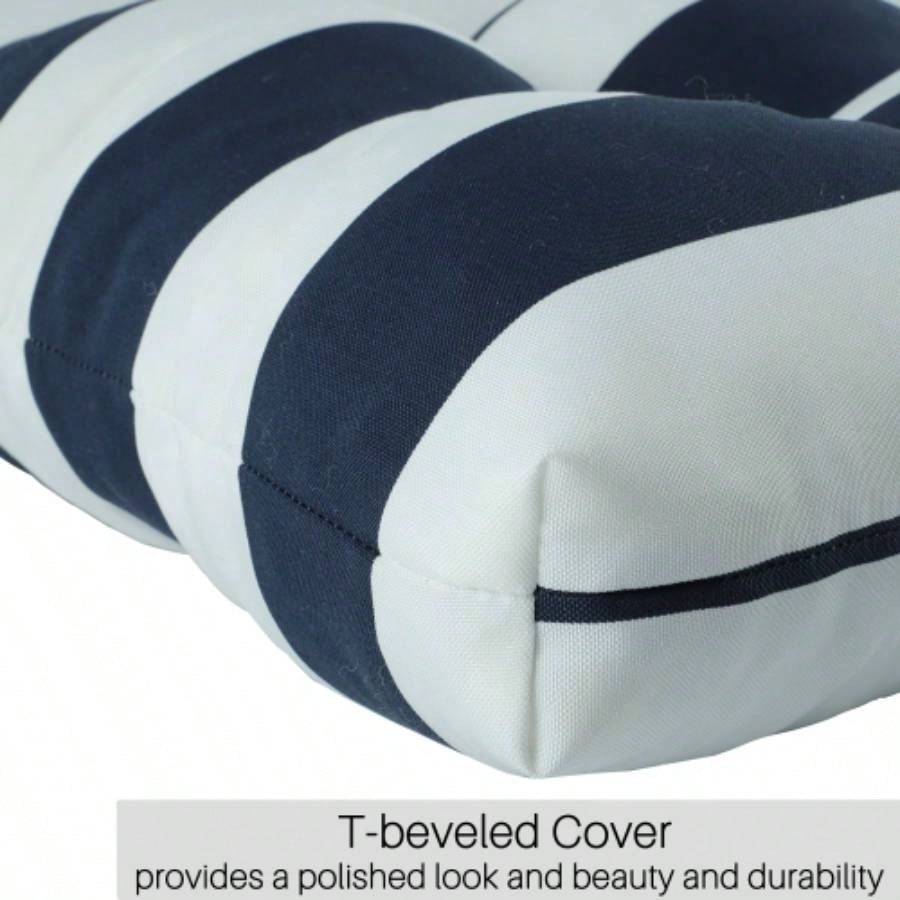 2 Pcs Set High Back Patio Chair Cushions, Tufted Rocking Chair Cushions, Adirondack Cushions Garden Porch Home Office Chair Use, 44x 22x 4 2 Pack - Navy Blue/White