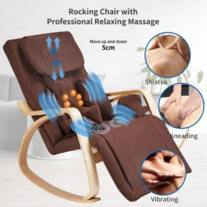 Full massage function - pressure - Comfortable Relax Rocking Chair, Lounge Chair Relax Chair with Cotton Fabric Cushion Brown