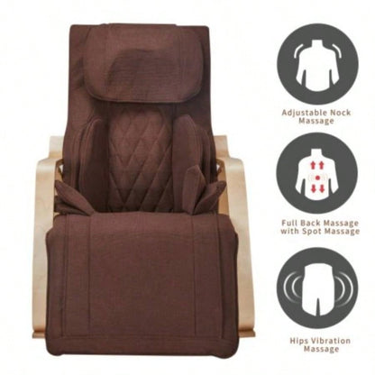 Full massage function - pressure - Comfortable Relax Rocking Chair, Lounge Chair Relax Chair with Cotton Fabric Cushion Brown