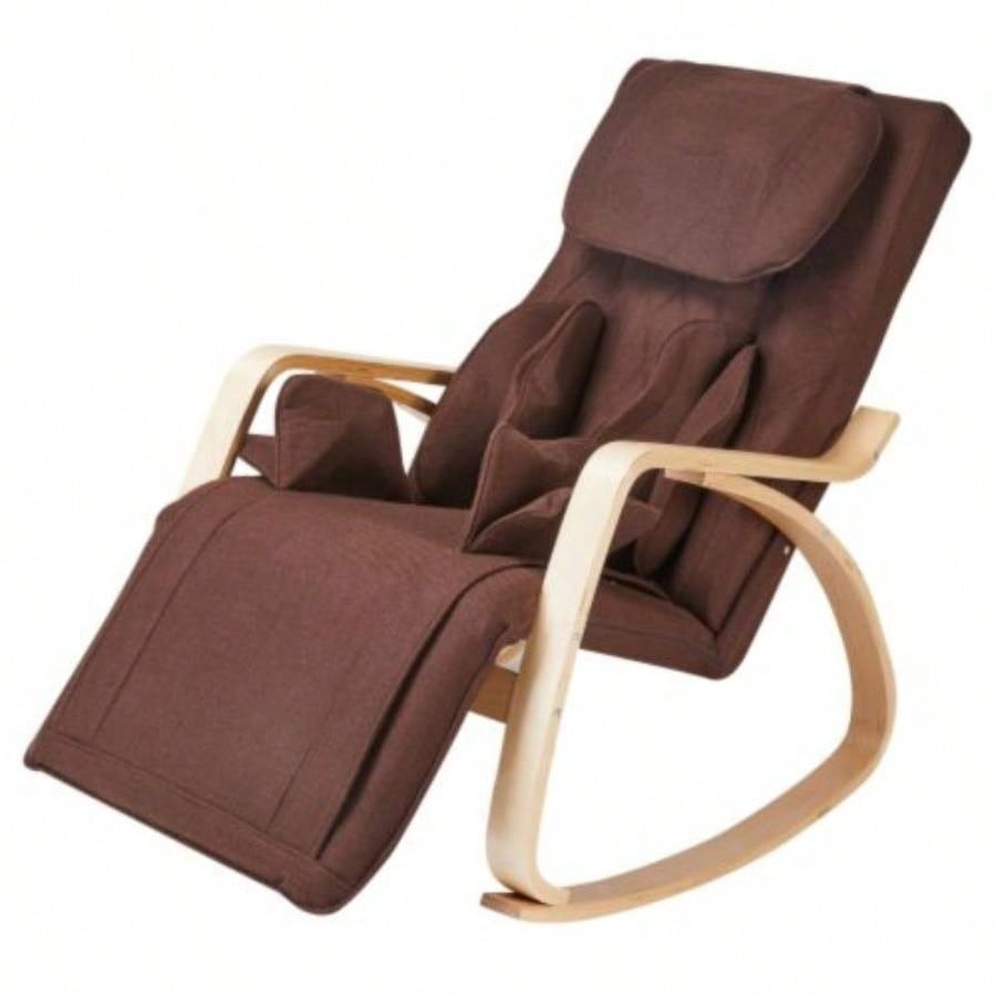 Full massage function - pressure - Comfortable Relax Rocking Chair, Lounge Chair Relax Chair with Cotton Fabric Cushion Brown