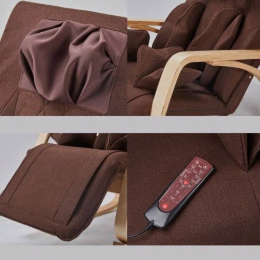 Full massage function - pressure - Comfortable Relax Rocking Chair, Lounge Chair Relax Chair with Cotton Fabric Cushion Brown