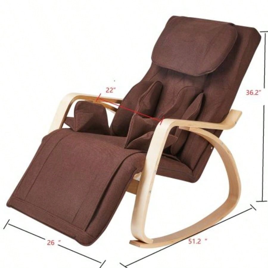 Full massage function - pressure - Comfortable Relax Rocking Chair, Lounge Chair Relax Chair with Cotton Fabric Cushion Brown