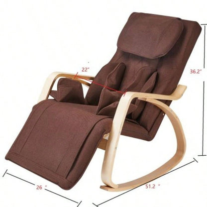 Full massage function - pressure - Comfortable Relax Rocking Chair, Lounge Chair Relax Chair with Cotton Fabric Cushion Brown