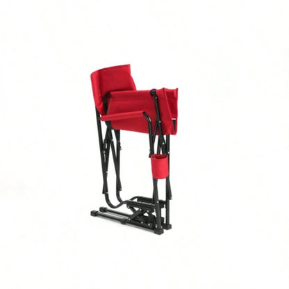Outdoor Rocker Camping Chair Portable Folding Rocking Chair with Solid, Durable Armrests, Drink Holder Comfortable Backrest - Red