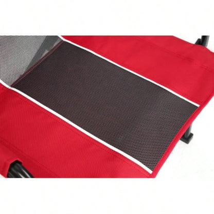 Outdoor Rocker Camping Chair Portable Folding Rocking Chair with Solid, Durable Armrests, Drink Holder Comfortable Backrest - Red