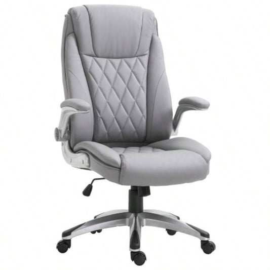 Vinsetto High Back 360 Swivel Ergonomic Home Office Chair with Flip Up Arms, Faux Leather Computer Desk Rocking Chair,