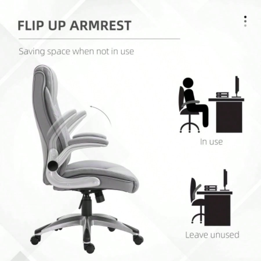 Vinsetto High Back 360 Swivel Ergonomic Home Office Chair with Flip Up Arms, Faux Leather Computer Desk Rocking Chair,