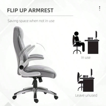 Vinsetto High Back 360 Swivel Ergonomic Home Office Chair with Flip Up Arms, Faux Leather Computer Desk Rocking Chair,