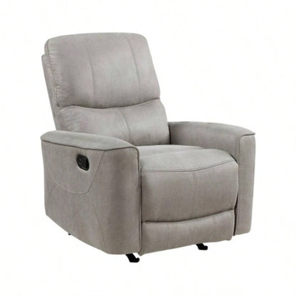 Modern Transitional Style Rocker Reclining Chair 1pc Gray Polished Microfiber Living Room Furniture Gentle Rocking Motion