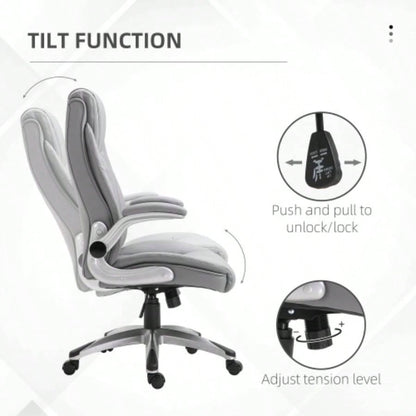 Vinsetto High Back 360 Swivel Ergonomic Home Office Chair with Flip Up Arms, Faux Leather Computer Desk Rocking Chair,