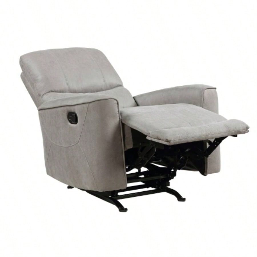 Modern Transitional Style Rocker Reclining Chair 1pc Gray Polished Microfiber Living Room Furniture Gentle Rocking Motion