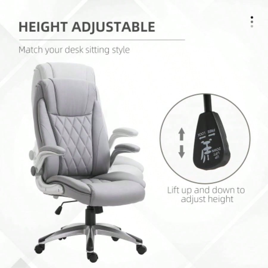 Vinsetto High Back 360 Swivel Ergonomic Home Office Chair with Flip Up Arms, Faux Leather Computer Desk Rocking Chair,