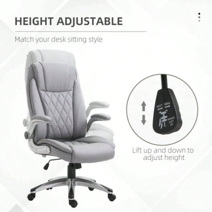 Vinsetto High Back 360 Swivel Ergonomic Home Office Chair with Flip Up Arms, Faux Leather Computer Desk Rocking Chair,