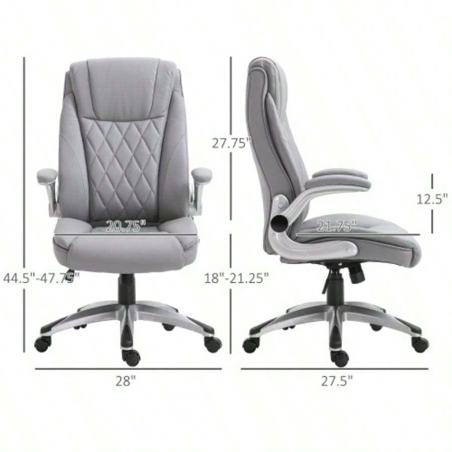 Vinsetto High Back 360 Swivel Ergonomic Home Office Chair with Flip Up Arms, Faux Leather Computer Desk Rocking Chair,