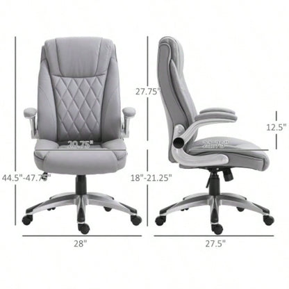 Vinsetto High Back 360 Swivel Ergonomic Home Office Chair with Flip Up Arms, Faux Leather Computer Desk Rocking Chair,