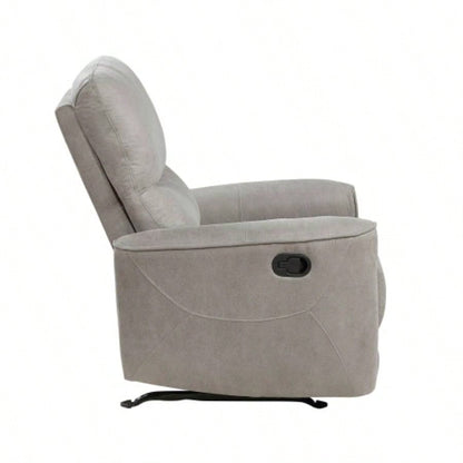 Modern Transitional Style Rocker Reclining Chair 1pc Gray Polished Microfiber Living Room Furniture Gentle Rocking Motion
