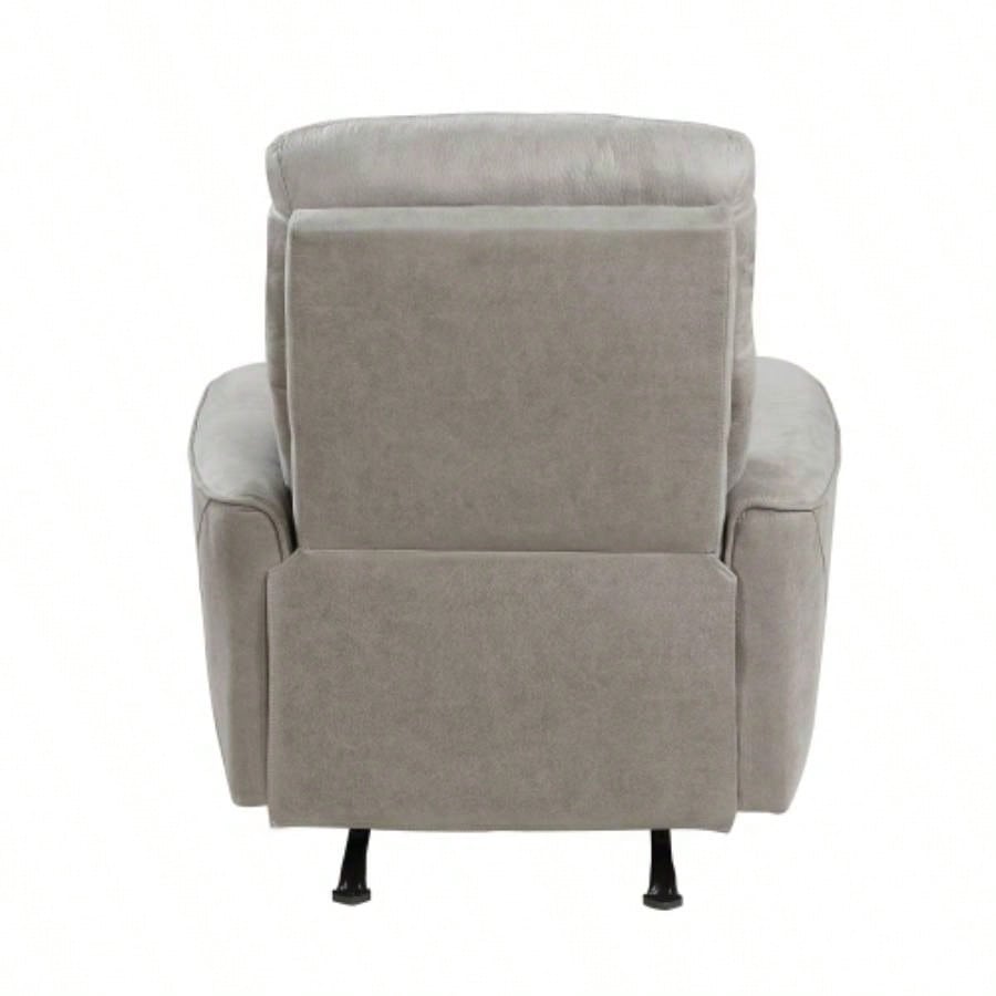 Modern Transitional Style Rocker Reclining Chair 1pc Gray Polished Microfiber Living Room Furniture Gentle Rocking Motion
