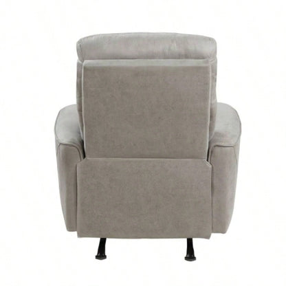 Modern Transitional Style Rocker Reclining Chair 1pc Gray Polished Microfiber Living Room Furniture Gentle Rocking Motion