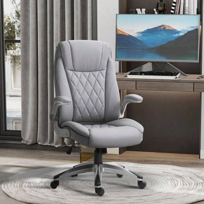Vinsetto High Back 360 Swivel Ergonomic Home Office Chair with Flip Up Arms, Faux Leather Computer Desk Rocking Chair,