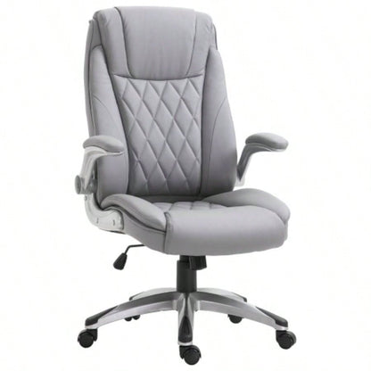 Vinsetto High Back 360 Swivel Ergonomic Home Office Chair with Flip Up Arms, Faux Leather Computer Desk Rocking Chair,